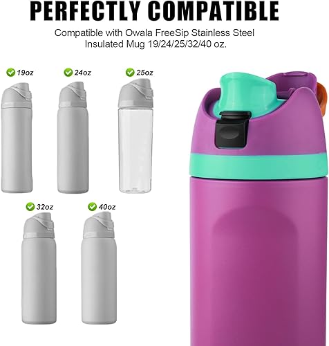 Miniatura 4 de 2 botones de repuesto compatibles con Owala FreeSip de 24 onzas y 32 onzas, sin BPA, tapa de botella de agua, interruptor de empuje, tapa superior,