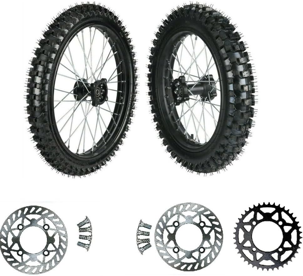 RedCap 19" 16" Motocross Wheel Tire Rim Set - Front 70/100-19 Rear 90/100-16 Tire and Rim with 520 43T Sprocket for Dirt Pit Bike Motocross Apollo Taotao SSR Thumpstar Motorcycle 15mm Bearing