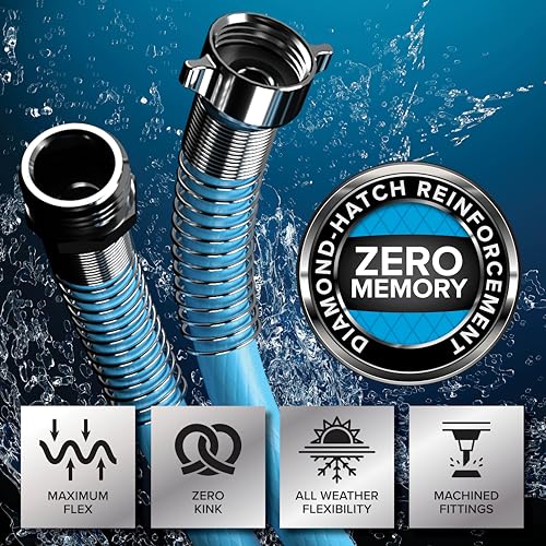 Image of Camco EVOFlex 10-Ft RV Drinking Water Hose - Features Extra Flexible Design w /Stainless Steel Strain Relief Ends - Lead-Free, BPA-Free and Phthalate-Free - 5 /8 inch Inside Diameter (22592) (Pack of 3)