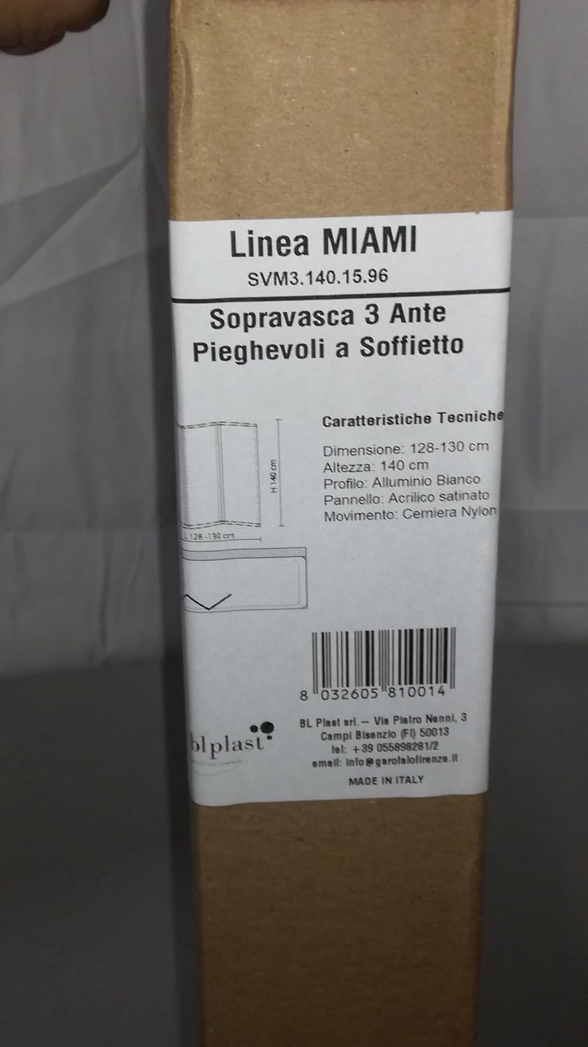 Box vasca parete sopravasca cm.133/134 pieghevole 3 ante