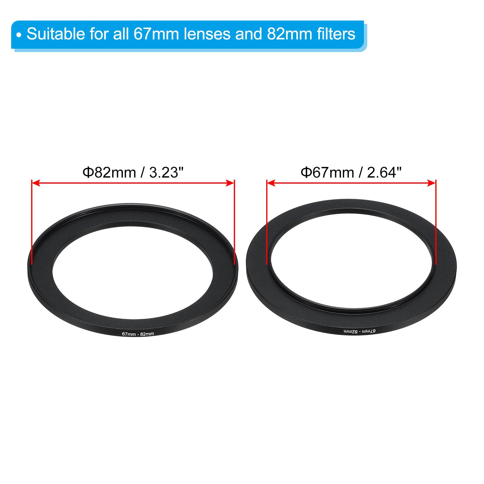 PATIKIL 67mm-82mm Metal Step Up Ring with Cleaning Cloth - Image 2