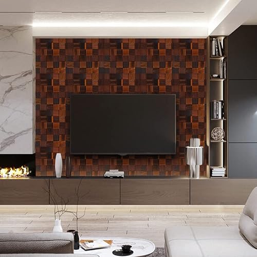 Miniatura 4 de Alenor Tessera - Paneles de pared de madera áspera 3D marrón, tablones de 5.80 pies cuadrados, juego de paneles de madera natural recuperada, ajuste