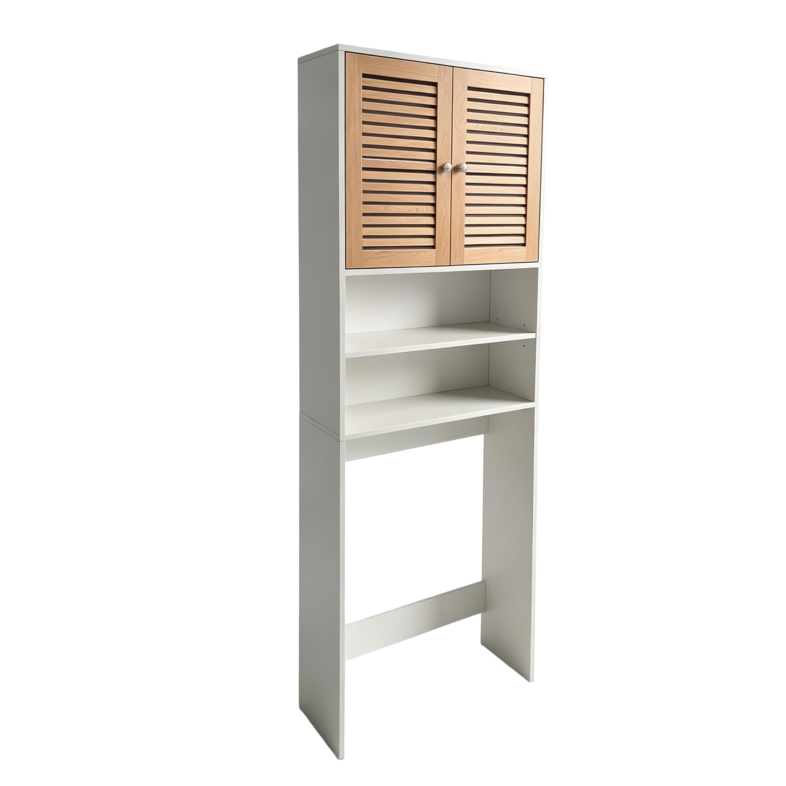 Relaxdays Mueble sobre Lavadora, 4 Compartimentos, Blanco | Para lavadora/secadora/inodoro, 185,5 x 65 x 24 cm