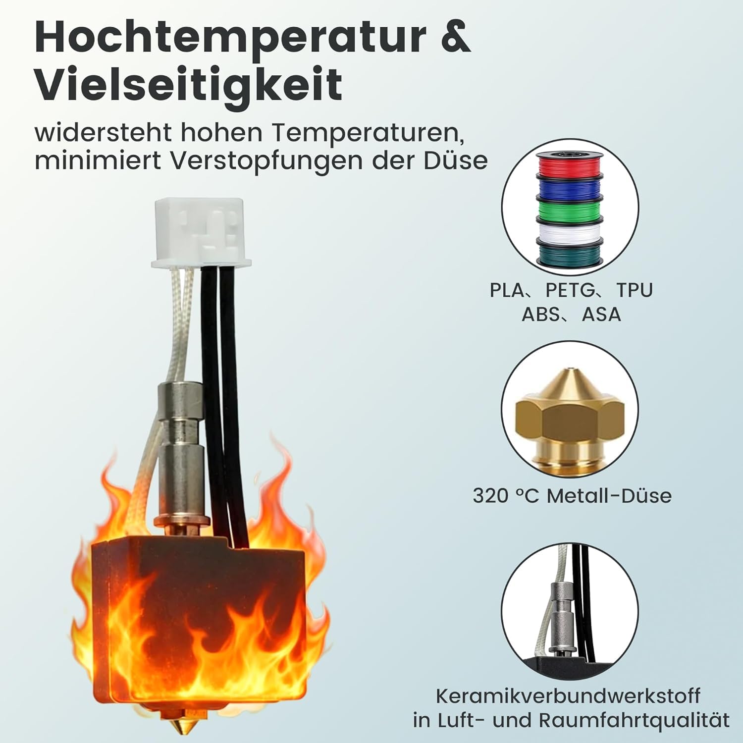 Hotend Kit für Anycubic Kobra S1 - Upgrade mit 2x 0,4 mm Hartstahl-Düsen | Plug & Play | Kompatibel mit Anycubic Kobra S1/S1 Combo 3D - Drucker（PLA, ABS, TPU, Nylon Filamente）