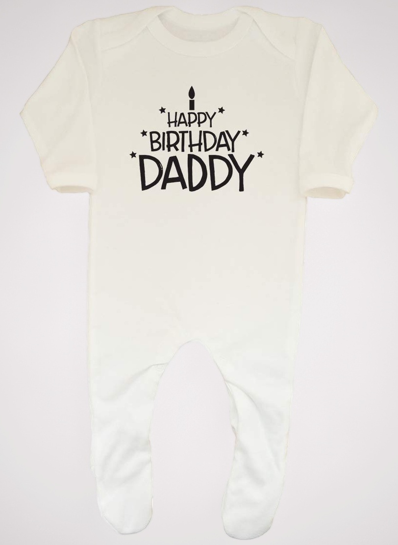 Baby Happy Birthday Daddy Grow Romper Suit White