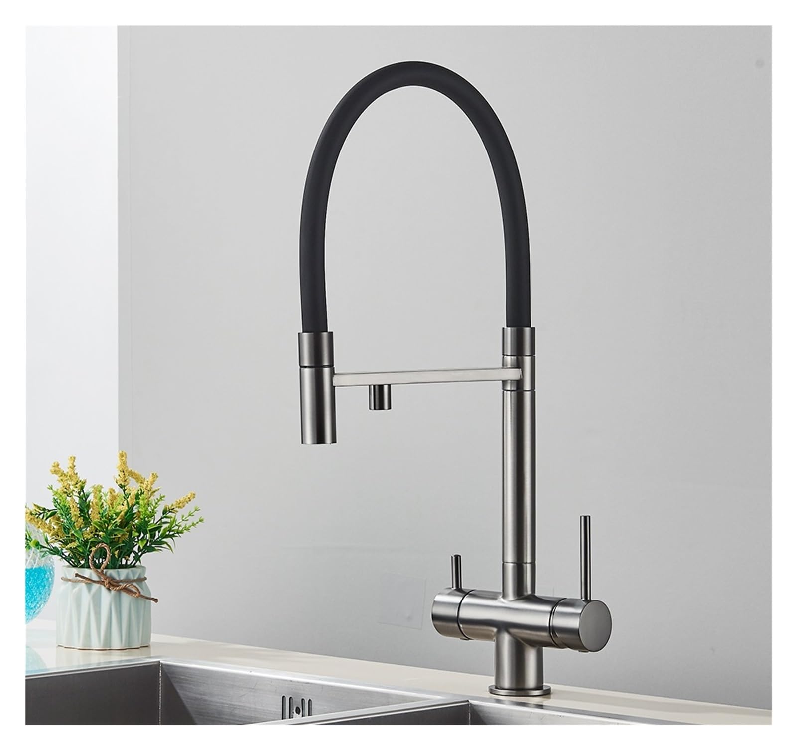 Grifo de cocina con filtro extraíble de agua potable fría y caliente