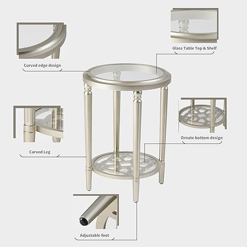 Miniatura 57 de HOMPUS Juego de 2 mesas auxiliares vintage, mesas auxiliares redondas rústicas con acabado de grano de madera, 2 piezas, mesita de noche, mesa