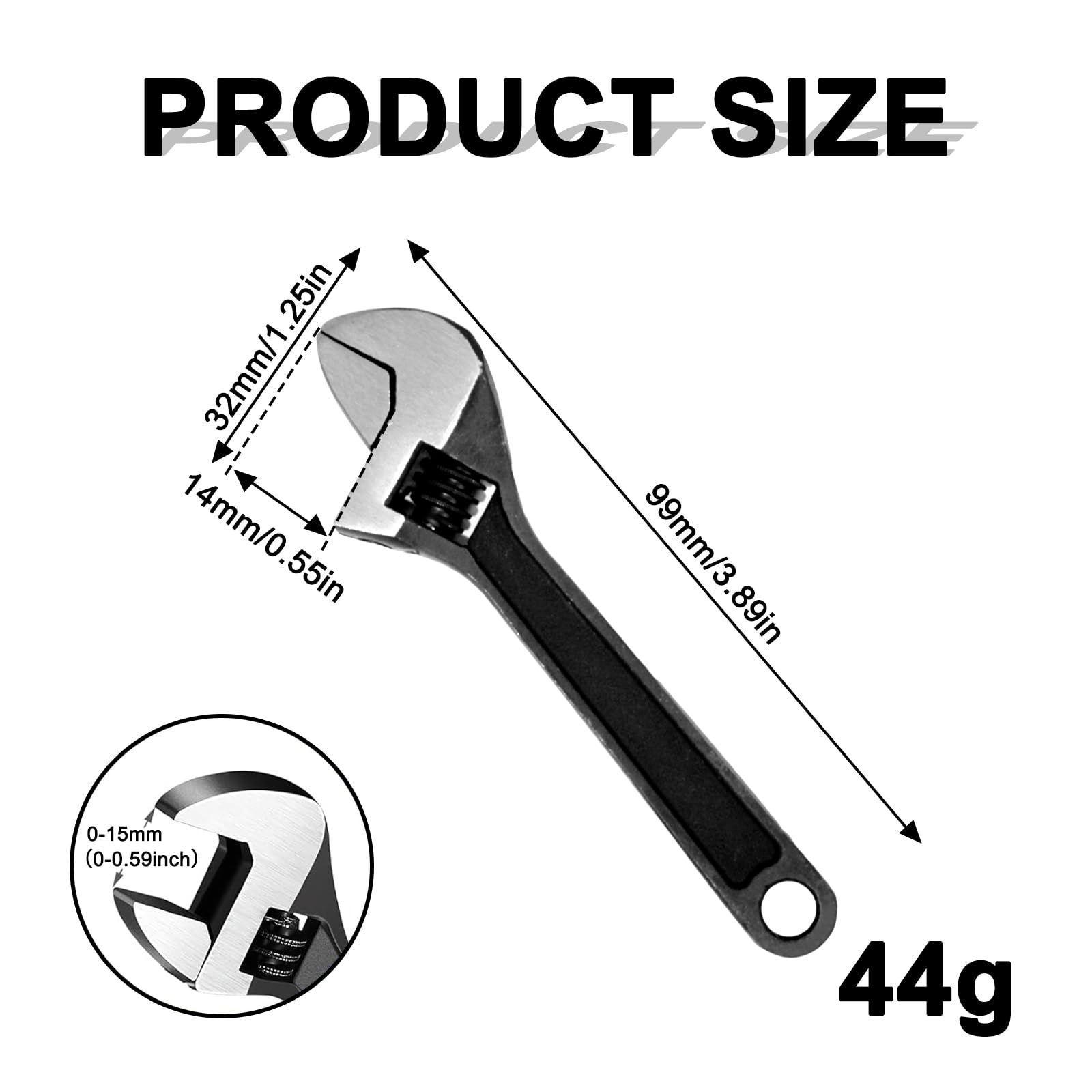 YTUGIL Small Adjustable Spanner Wrench, 4'' Mini Compact Adjustable Spanner for Mechanical Car, and Bike Repairs - Image 2