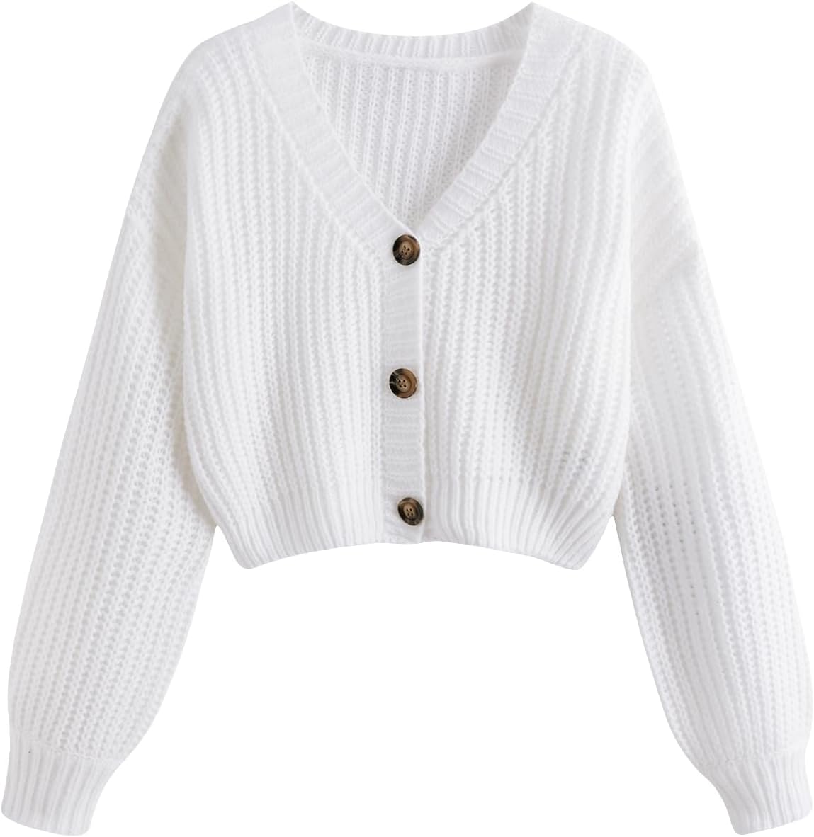 GORGLITTER Women's Cropped Cardigan Sweaters Light Weight Button Up Chunky Knit Long Sleeve Trendy 2025 Outfits