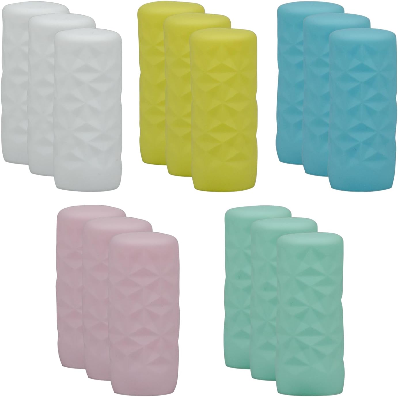 15 Pack Silicone Bottle Covers, Leak-Proof Travel Sleeves for Toiletries, Elastic Fit Travel Size Bottles, Cruise & Beach Essentials for Men Women (15 Pcs-Pink+Green+White+Blue+Yellow)