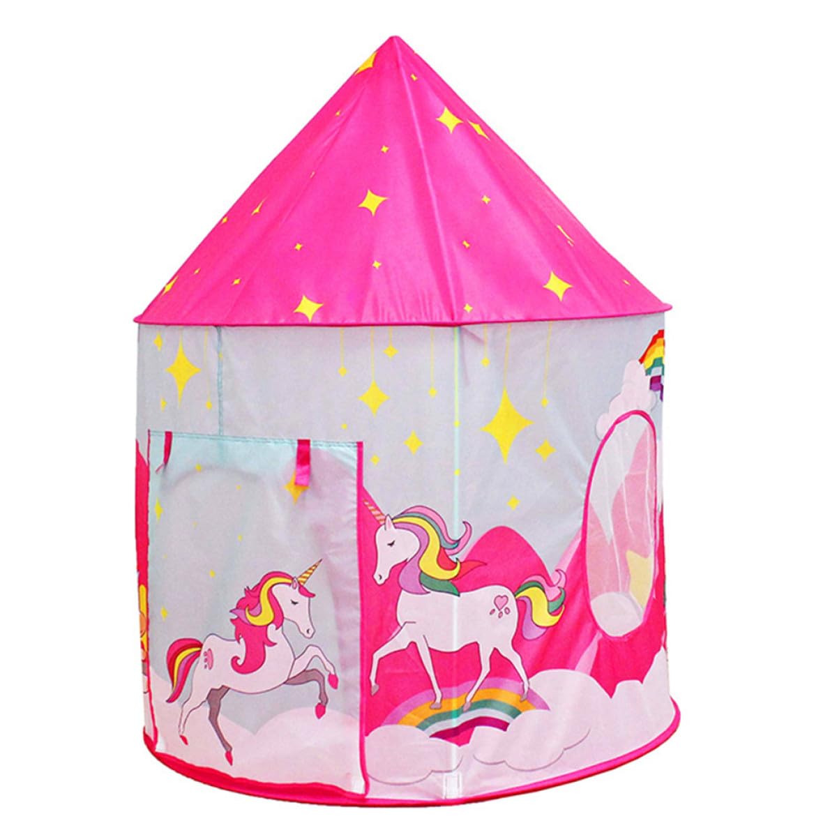 VICASKY Casetta da Gioco Pieghevole Portatile, Riparo Rosa con Finestre, Gioco Interno per Cameretta e Feste