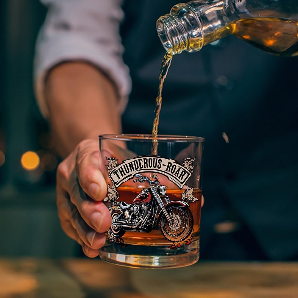 Motorcycle Whiskey Glass, Motorbike Birthday Gifts for Men Dad Biker, Fathers Day Christmas Gift for Dad Brother Husband, Whiskey Tumbler(300 ML) - Image 7