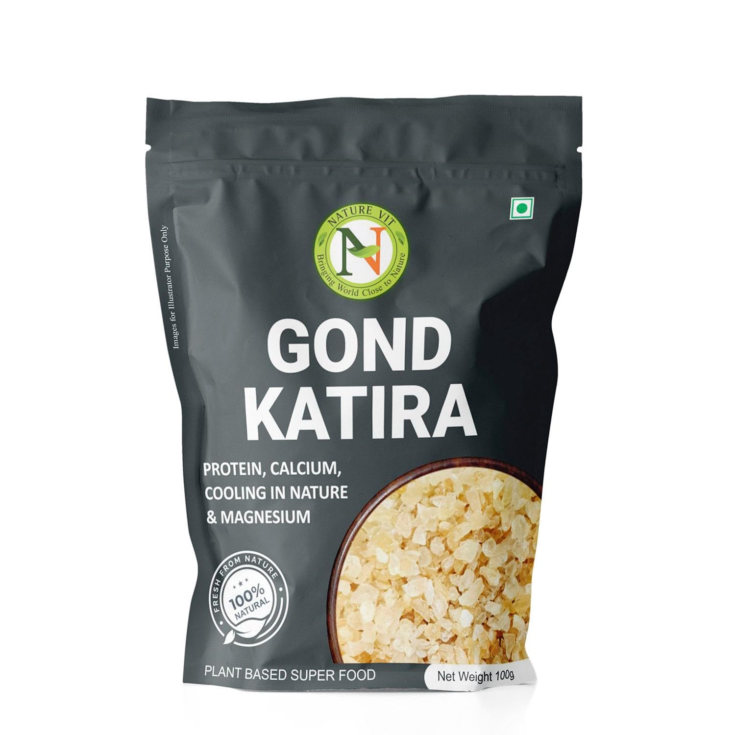 NatureVit Pure Gond Katira 100g (Edible Almond Gum) | High Cooling Properties | Natural Tragacanth Gum Superfood | Calcium · Magnesium · Protein