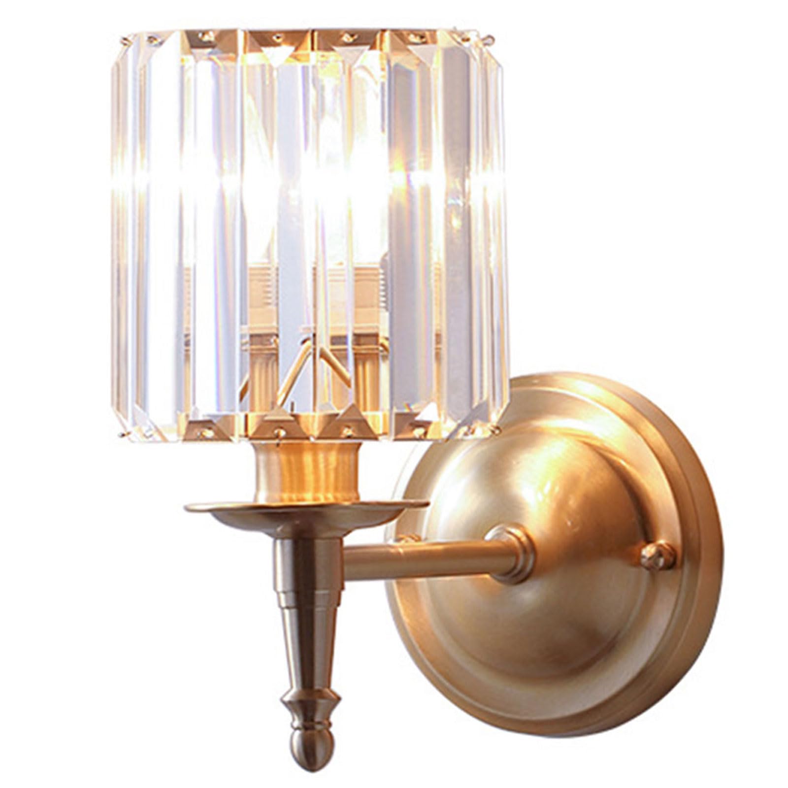 NHPJFDC Wall Sconce Post Light Crystal Lamp E14 Stair Aisle Brass Background Lights for Living Room Bedroom 1 Pack / 2 Pack/1 T-155
