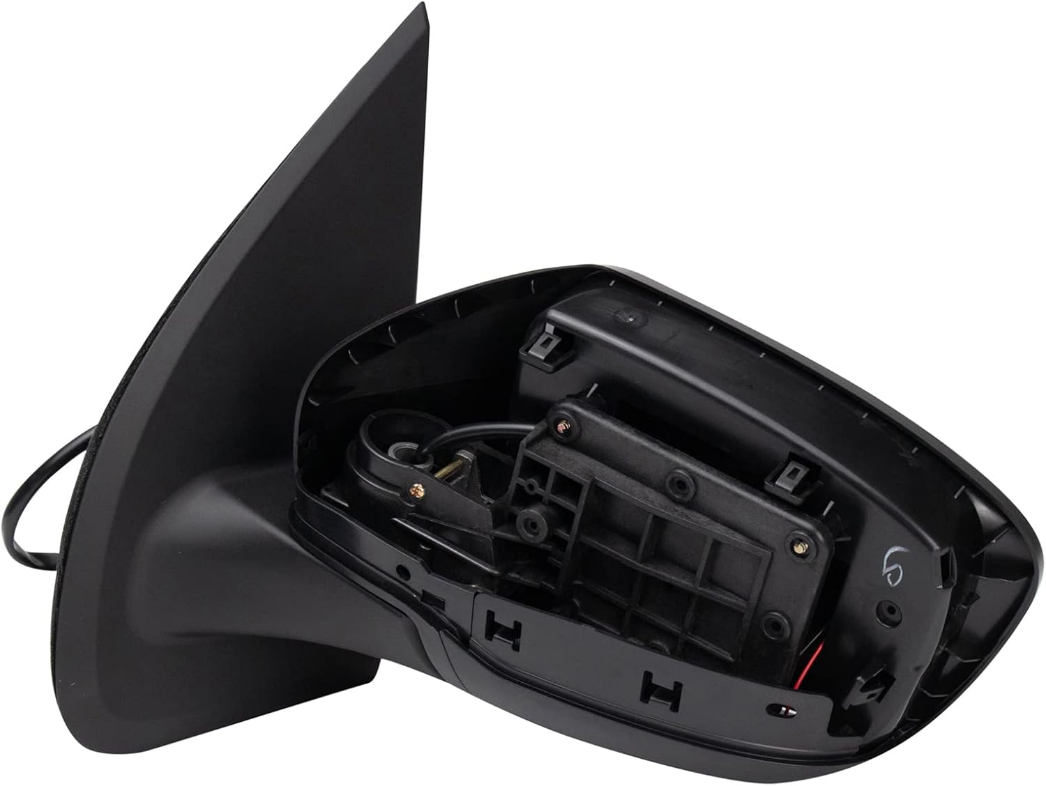 TRQ Driver Side Manual Mirror with Blind Spot Indicator Smooth Black Paint to Match Compatible with 2022 2023 Nissan Frontier NI1320336