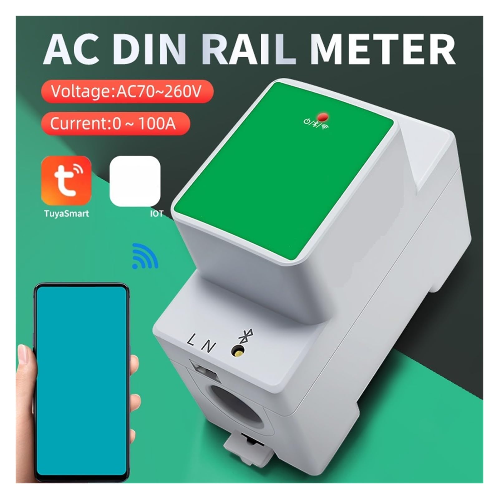 Medidor Inteligente Monitor De EnergíA Monofásico 6 En 1 CA Eléctrico DIN Rail WiFi Inteligente Kwh Medidor De Energía Medidores De Consumo De Energía Vatímetro Voltímetro Amperímetro E01