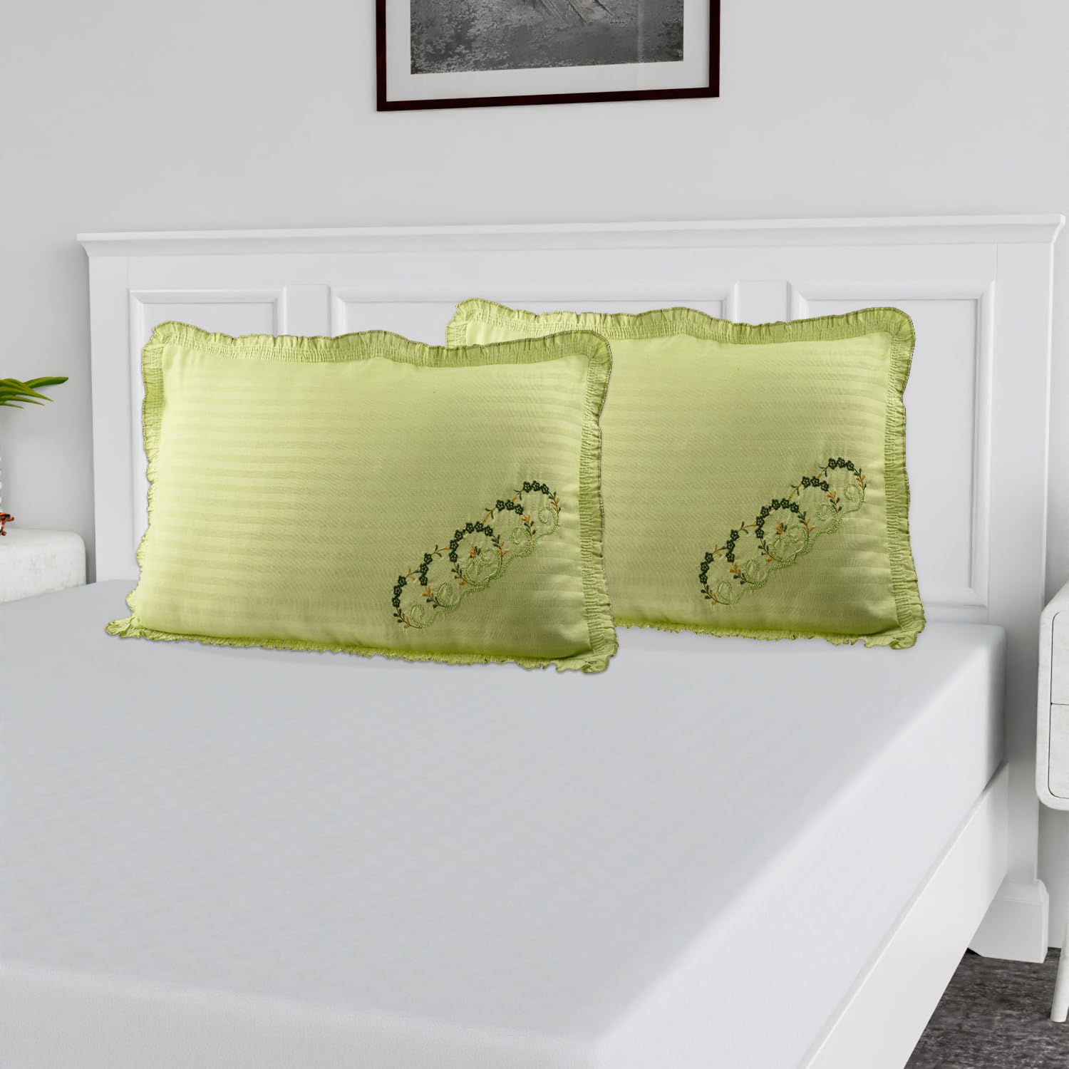 Parrot Green Cotton Pillow Covers - 4 Piece Set -5