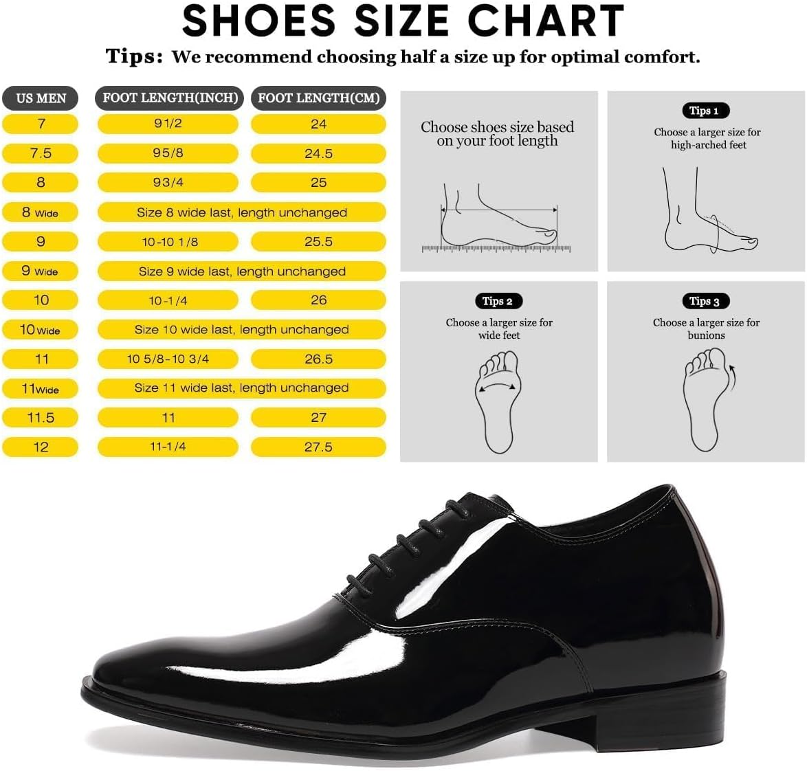 CHAMARIPA Men's Oxfords Elevator Shoes Invisible Height Increasing Shoes