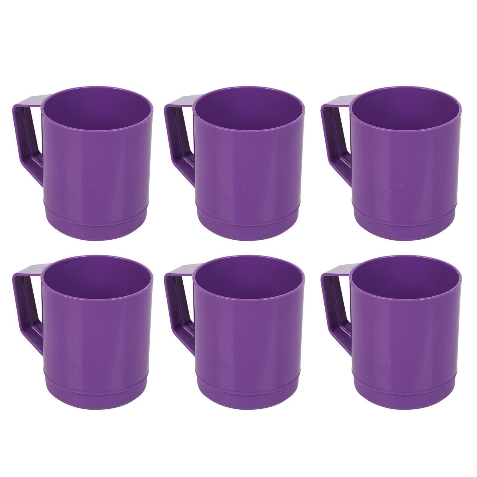 URBN-CHEF 6 Set Plastic Mug Tumbler Cup & Handle Party BBQ Microwave Dishwasher Safe 260ml (Purple)