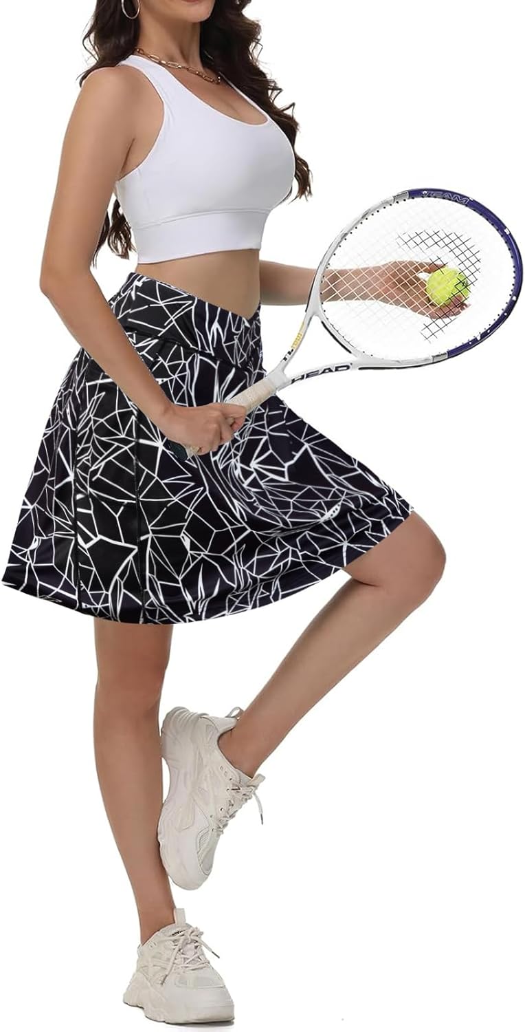 KORALHY 21" Knee Length Golf Skorts Skirts for Women Cross Waist Athletic Skorts with Shorts Tennis Skirt with 3 Pockets - Image 5