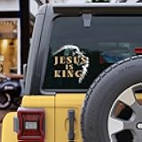 Jesus is King Car Decal – Christ God Vinyl Christian Decals & Bumper Stickers, Christ is King Weatherproof Sticker for Car, Truck, Window, or Water Bottle