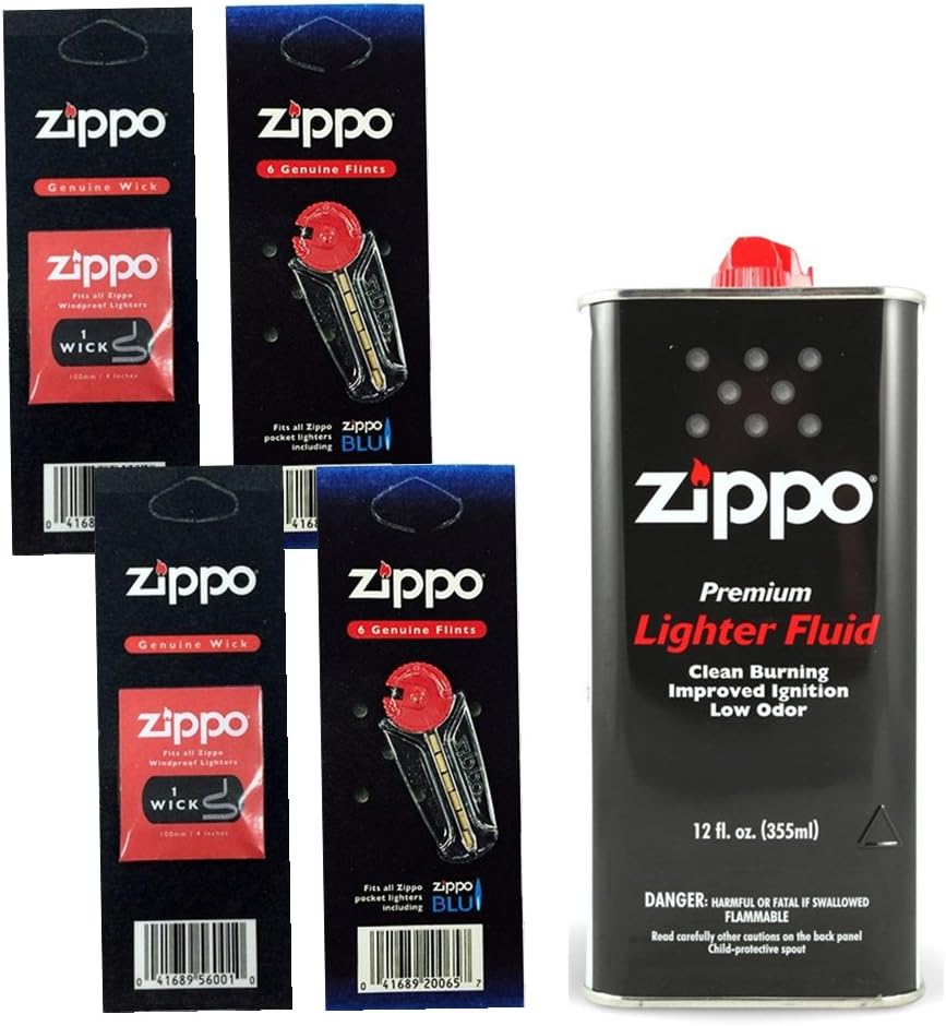 Zippo Gift Set 12 Fl.oz Fluid Fuel and 2 Wick Card & 2
