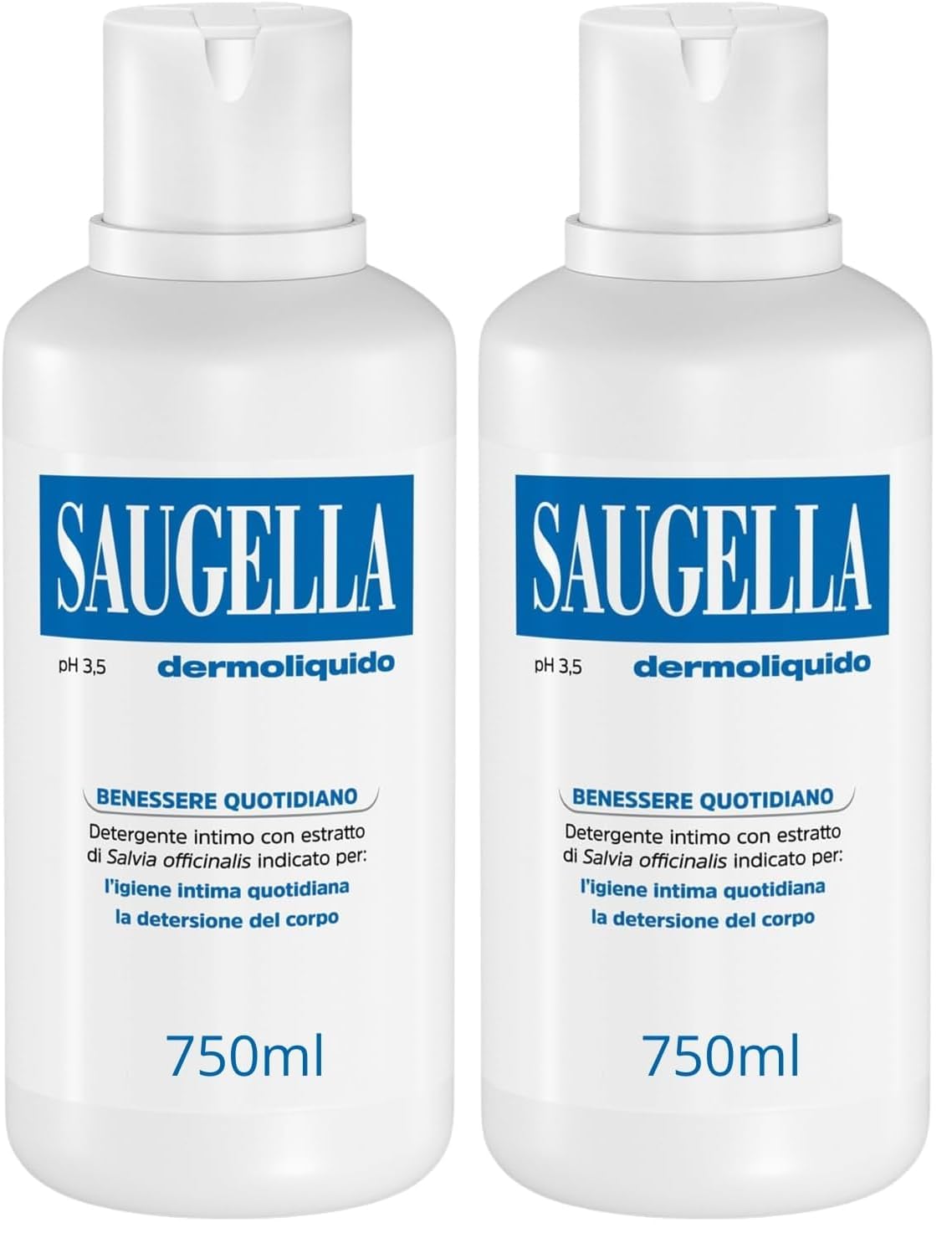 SAUGELLA DERMOLIQUIDO PH 3,5 750 ML DETERGENTE INTIMO (Lot de 2)