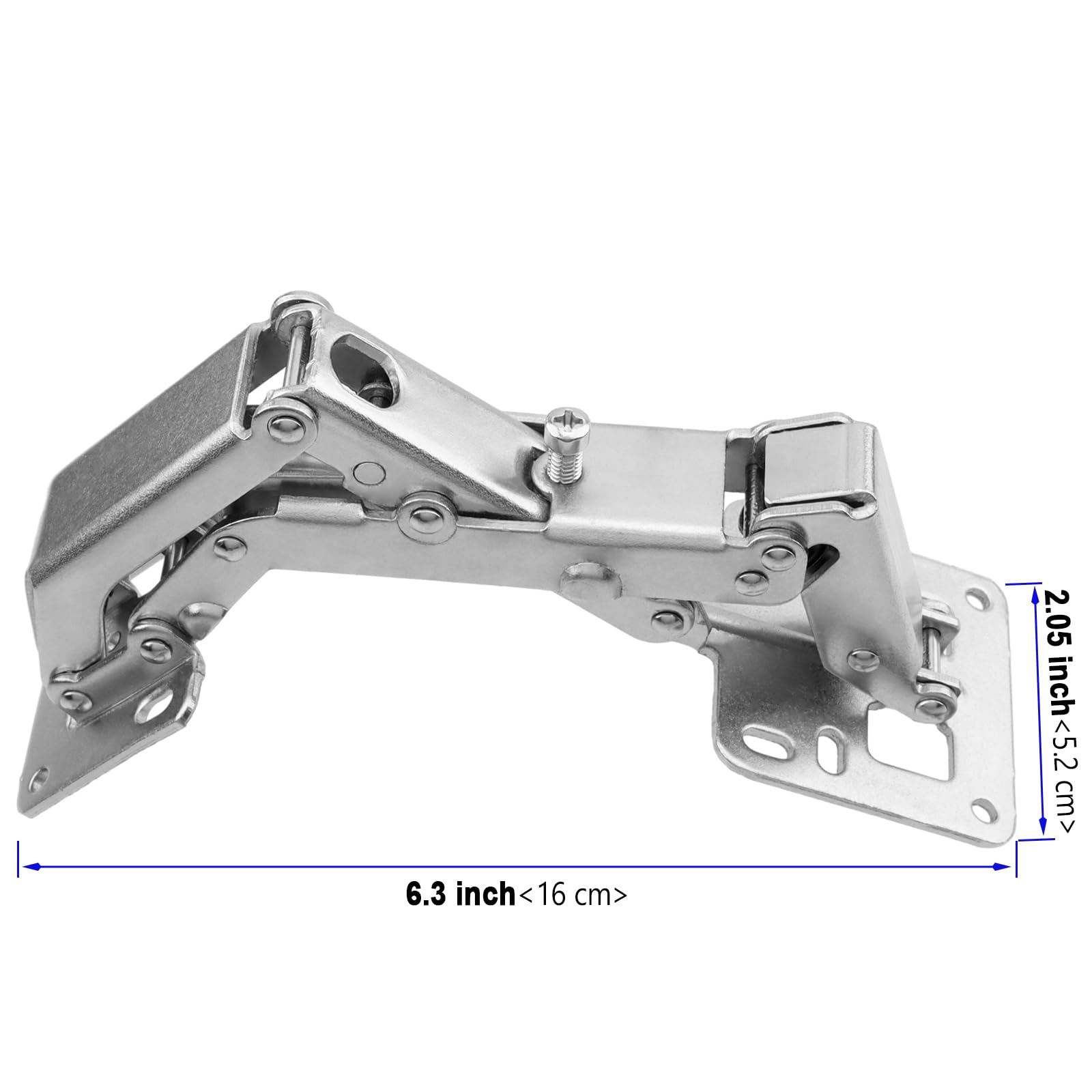 PUCSIQ Steel 2 x Screw-on Cabinet Door Hinges, 170 Degree, Silver, Cold-rolled, Door Mount, 2.0 count, Model PUCSIQ23080108 - Image 2