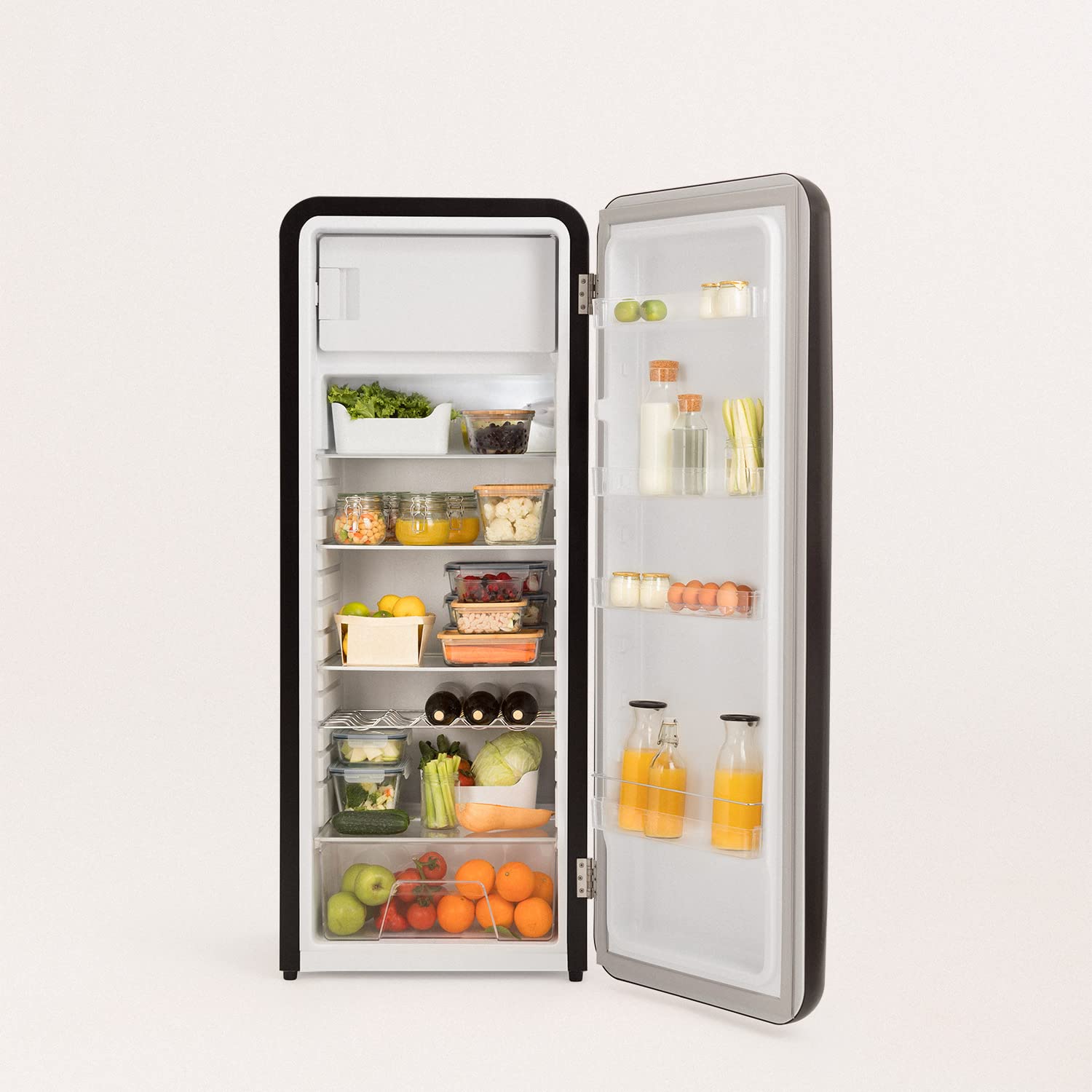 CREATE / RETRO FRIDGE 150 WOOD/Frigorífico blanco roto maneta madera con congelador 281L / 102W. bajo consumo. diseño vintage. 150cm. 3 estantes. regulador temperatura. botellero. 60x60x150cm — view 42