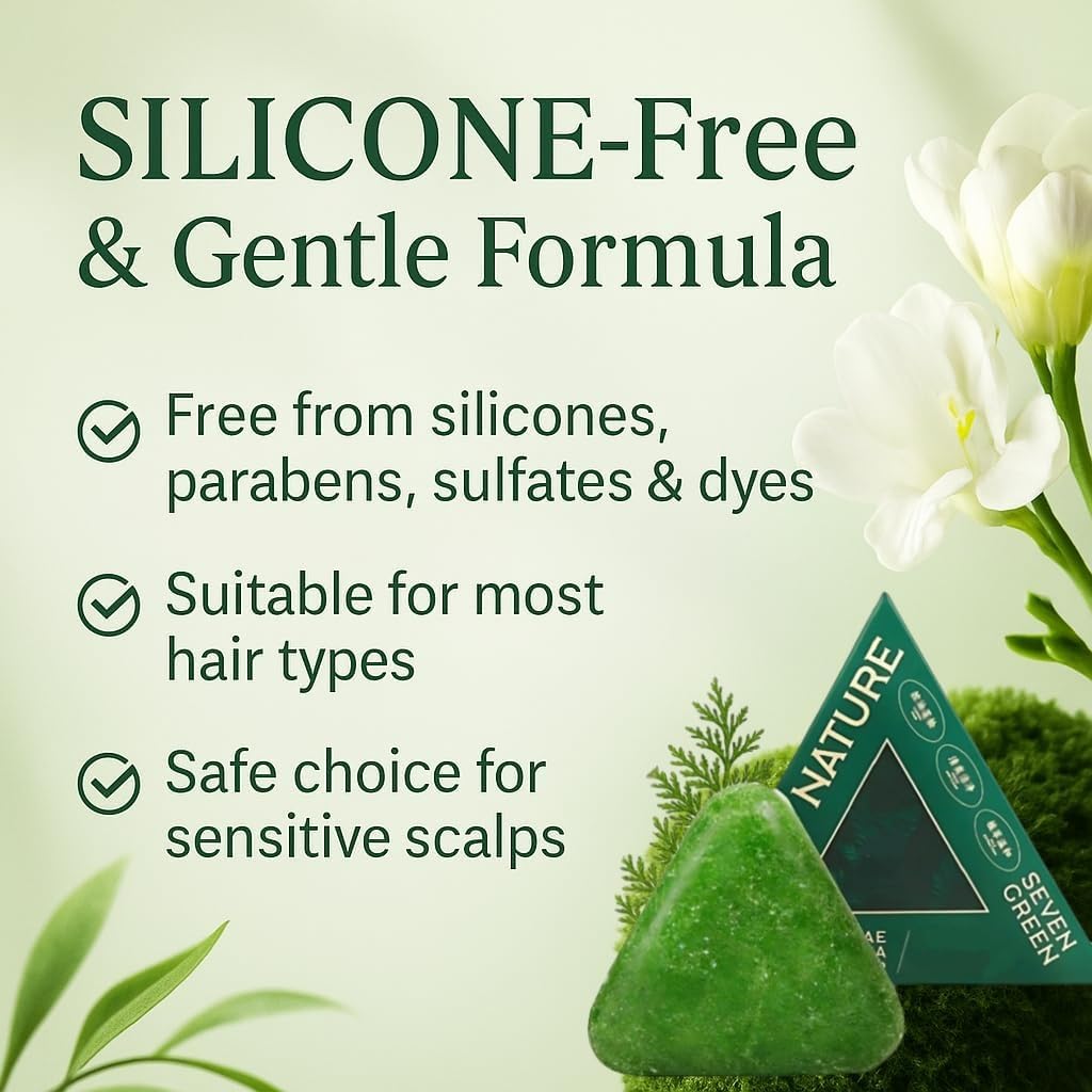 Nature Triangle Shampoo Bar, Usman Grass Shampoo Bar, Nature Seven Green Soap Shampoos, Calming & Strengthens Hair, Gentle On Hair & Scalp for Women and Mens (2Pcs)
