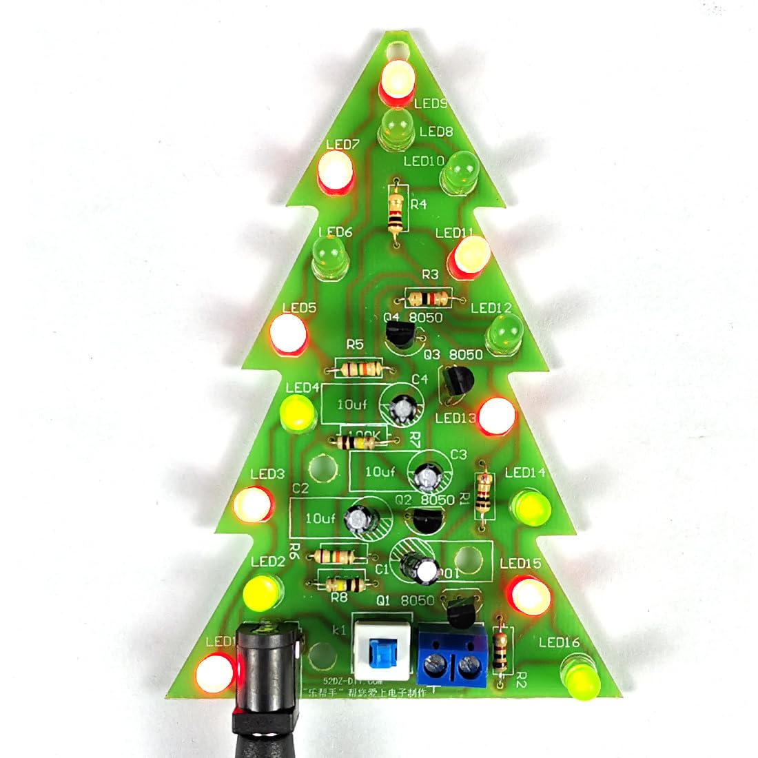16 Lamp Christmas Tree SMT Soldering Practice Board Kit DIY Electronics Kit Welding Practice Kit for aged 14+ STEM Beginners