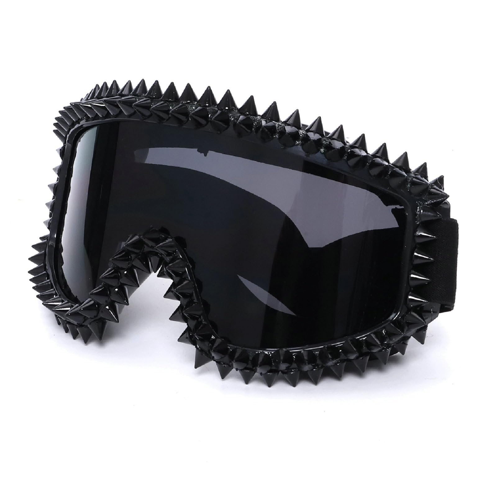 Vintage Rivet Ski Goggles Snow Goggles Colorful Lens Luxury Rhinestone Snowboard Goggles for Men Women Adult 621 (black)