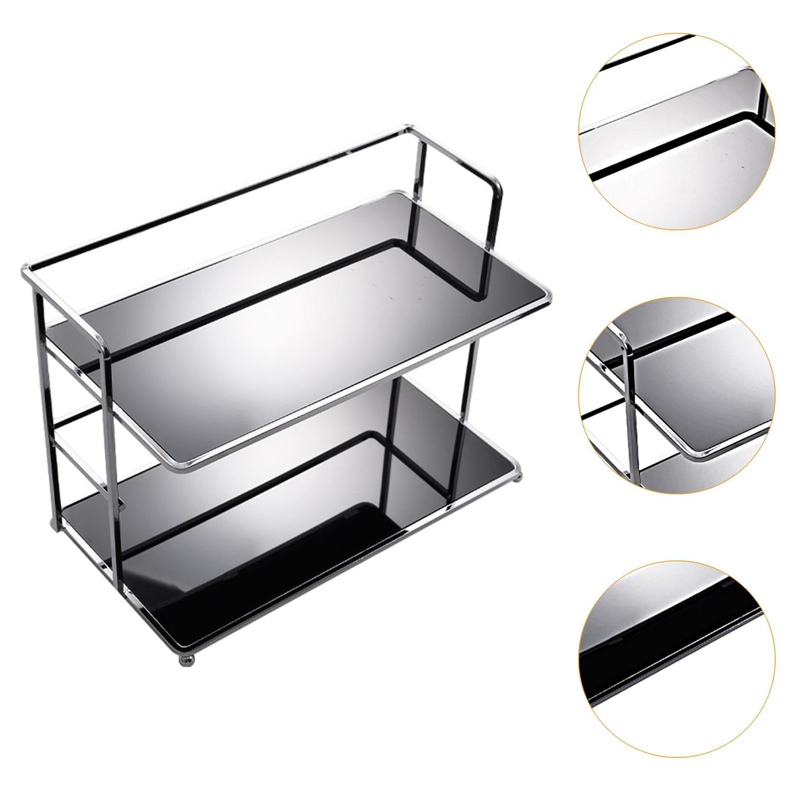 Yajuyi Organizer da Scrivania Portadocumenti Scaffale Bifacciale Porta Cosmetici Mensola Portaoggetti da Tavolo in Acrilico E Metallo Adatto per Studio, Nero