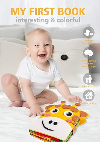 Miniatura 8 de Libro silencioso de fieltro para niños, libro de tela 3D de jirafa para niños y niñas de 3 años, actividad sensorial, habilidades motoras finas,