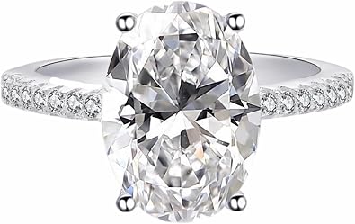 925 Silver 3CT Engagement Rings Oval Cut Cubic Zirconia CZ Wedding Promise Rings for Her Stunning Bands Anniversary Solitaire CZ Simulated Diamond Ring for Women Size 6-10