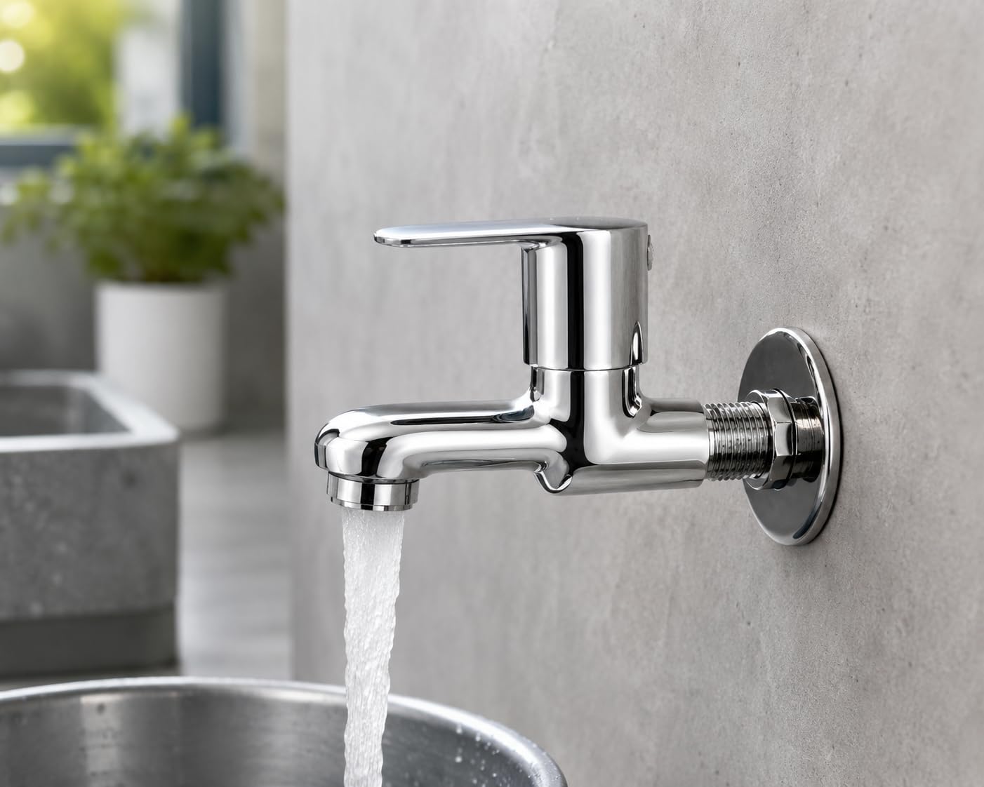 Wall Mounted Bib Faucet - Chrome Finish -2
