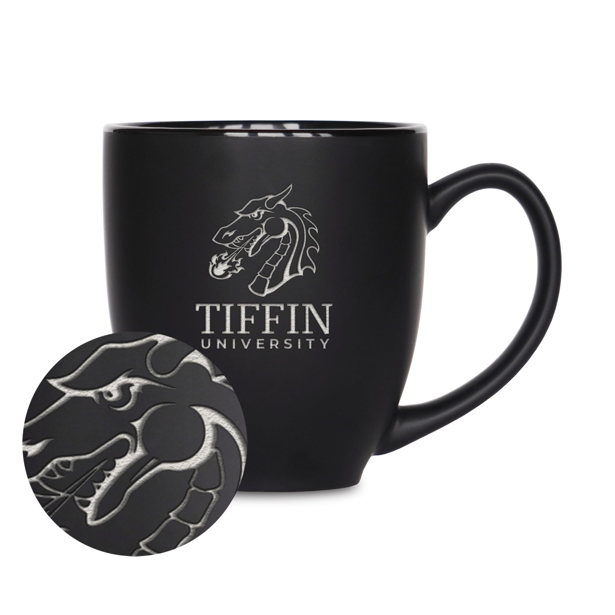 Tasse bistro Tiffin Dragons céramique mate de qualité supérieure gravée