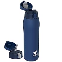 AORIN Borraccia Termica, Borraccia in Acciaio Inox 18, 8, 950ml Borraccia Bambini, Bottiglia Termica Senza BPA e Perdite, Thermos per Sport, Outdoor e Pendolarismo con 2 Coperchi