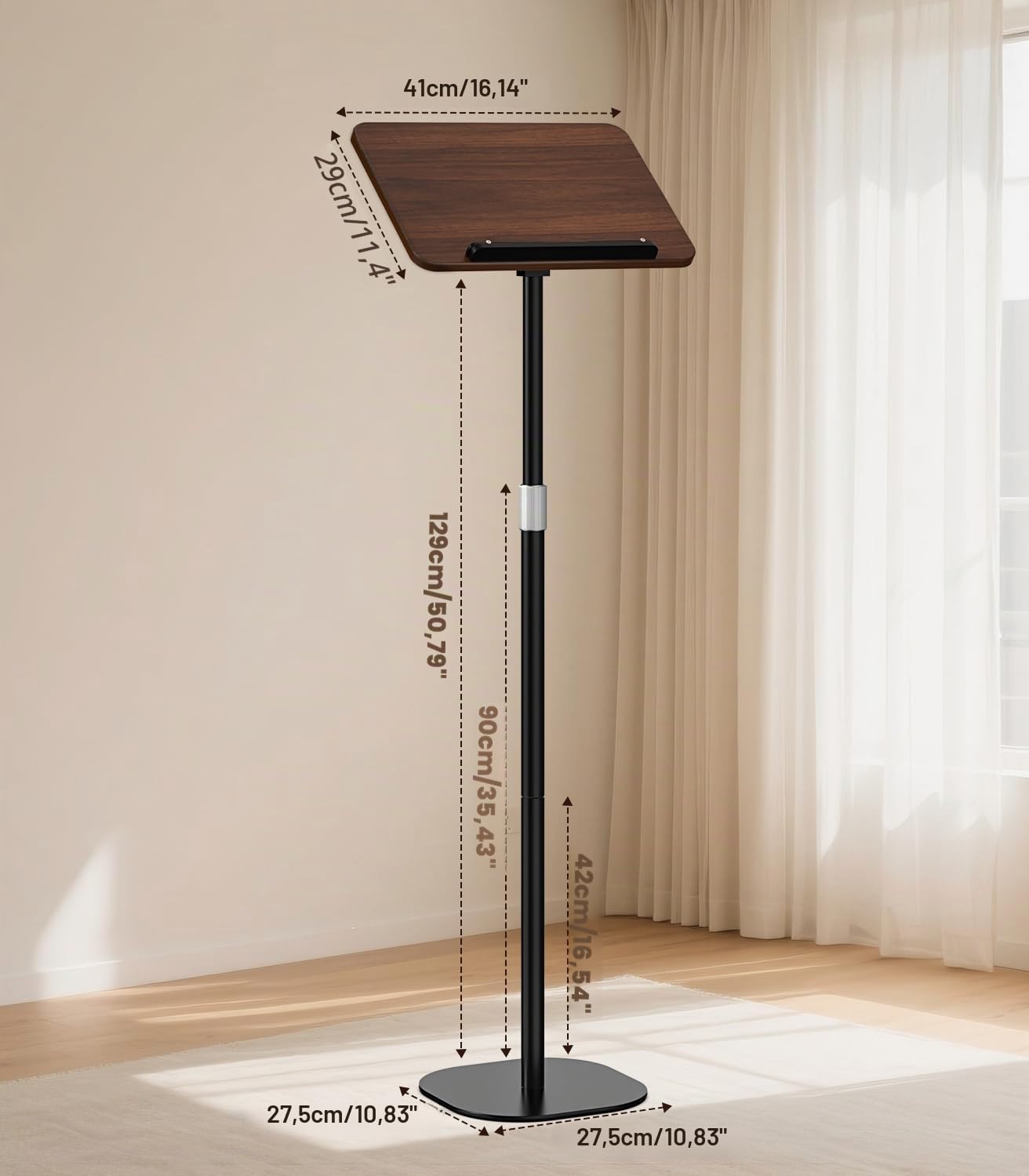 Leggio 2 in 1, supporto per libri regolabile in altezza per pavimento/tavolo con piastra XXL, leggio inclinabile a 180°, supporto per laptop, base antiscivolo per bambini e adulti