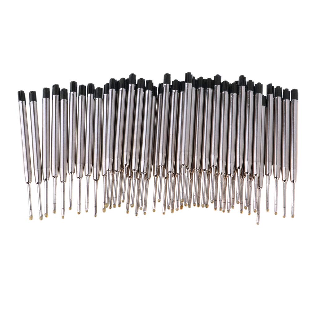 5 set di 50 ricariche gel per penne in metallo per scuola e ufficio, colore nero