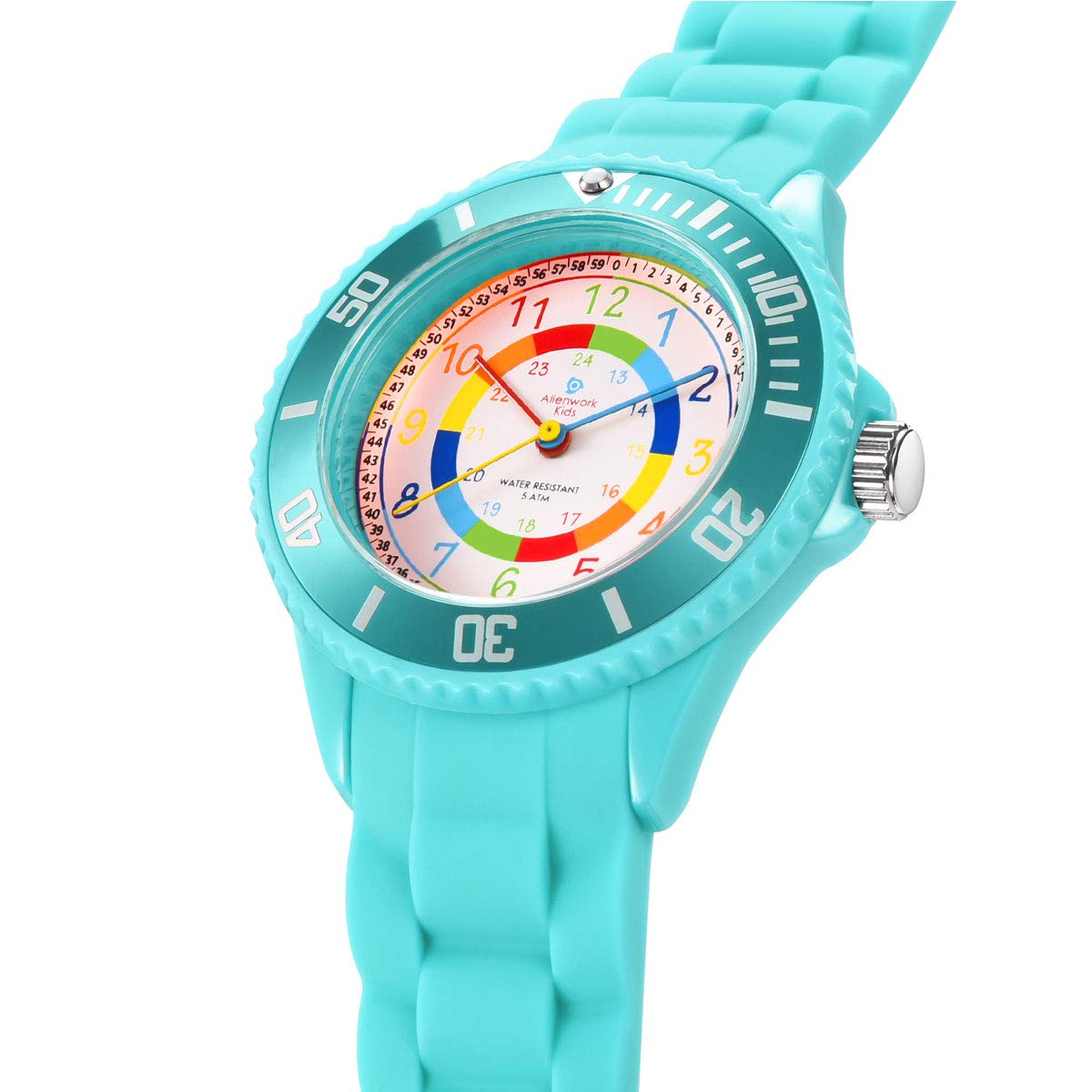Alienwork Kids Orologio di Apprendimento Bambini Ragazzi Ragazze Tempo di Apprendimento Impermeabile 5 ATM