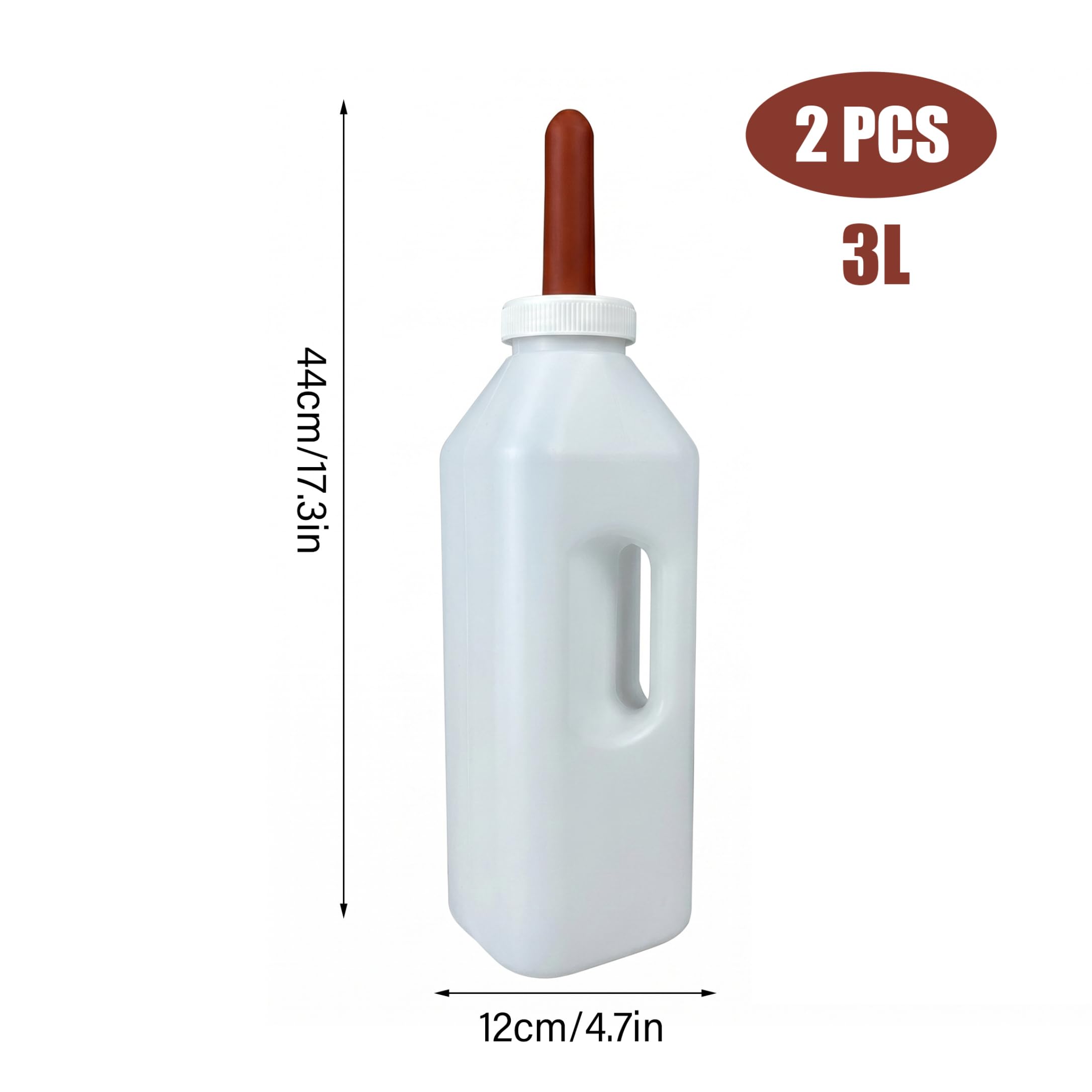 Biberons et tétines pour veaux 2 pièces, biberons de chèvre 3L pour nourrir les bébés chèvres avec tétine longue en Silicone, poignée ergonomique et échelle claire