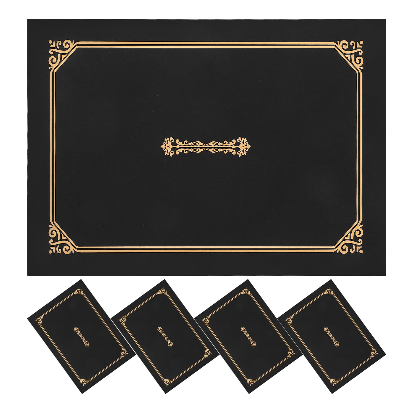 DOITOOL 20 Pezzi Portadocumenti Nero con Oro Custodie Certificate e Diplomi Copertine Documenti Ufficio con Arrotondati Protezione Orizzontale e per Documenti e Foto