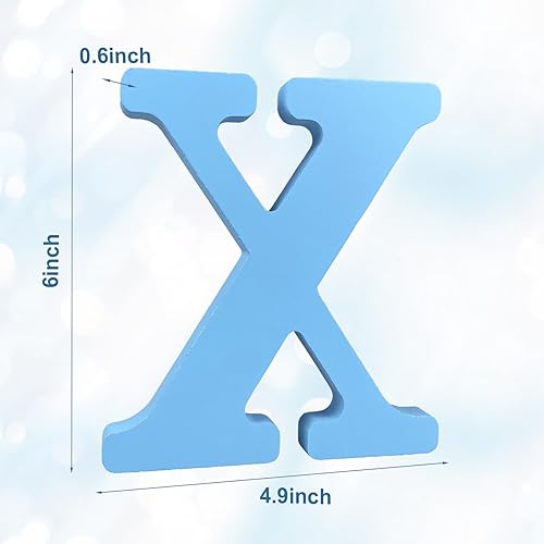 Miniatura 2 de AOCEAN Letras de madera azul de 6 pulgadas, letras de madera sin terminar para decoración de pared, letras decorativas de pie en rodajas, decoración