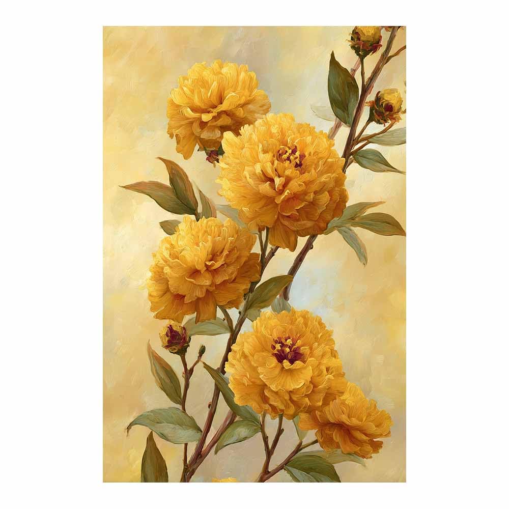 Xeniou Multicolor Flowers Wall Canvas Brights Yellow Peony Art Canvas Wall Art, For Living Room Bedroom Restaurant Home Office Wall Decoration(Multicolor)-80X120cm Unframed