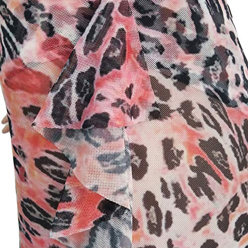 Ophestin Womens Sexy Halter Sheer Bikini Ruffle Long Pants Set 2 Piece Swimsuit Leopard Size L #TOP4