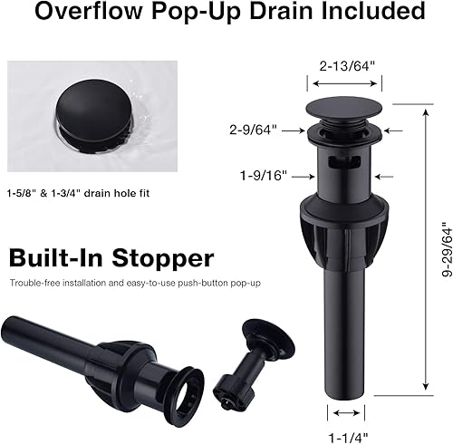 Miniatura 7 de TRUSTMI Grifo de baño de 2 manijas y 4 pulgadas con desagüe de fregadero de desbordamiento, grifo de fregadero central giratorio de 360 grados