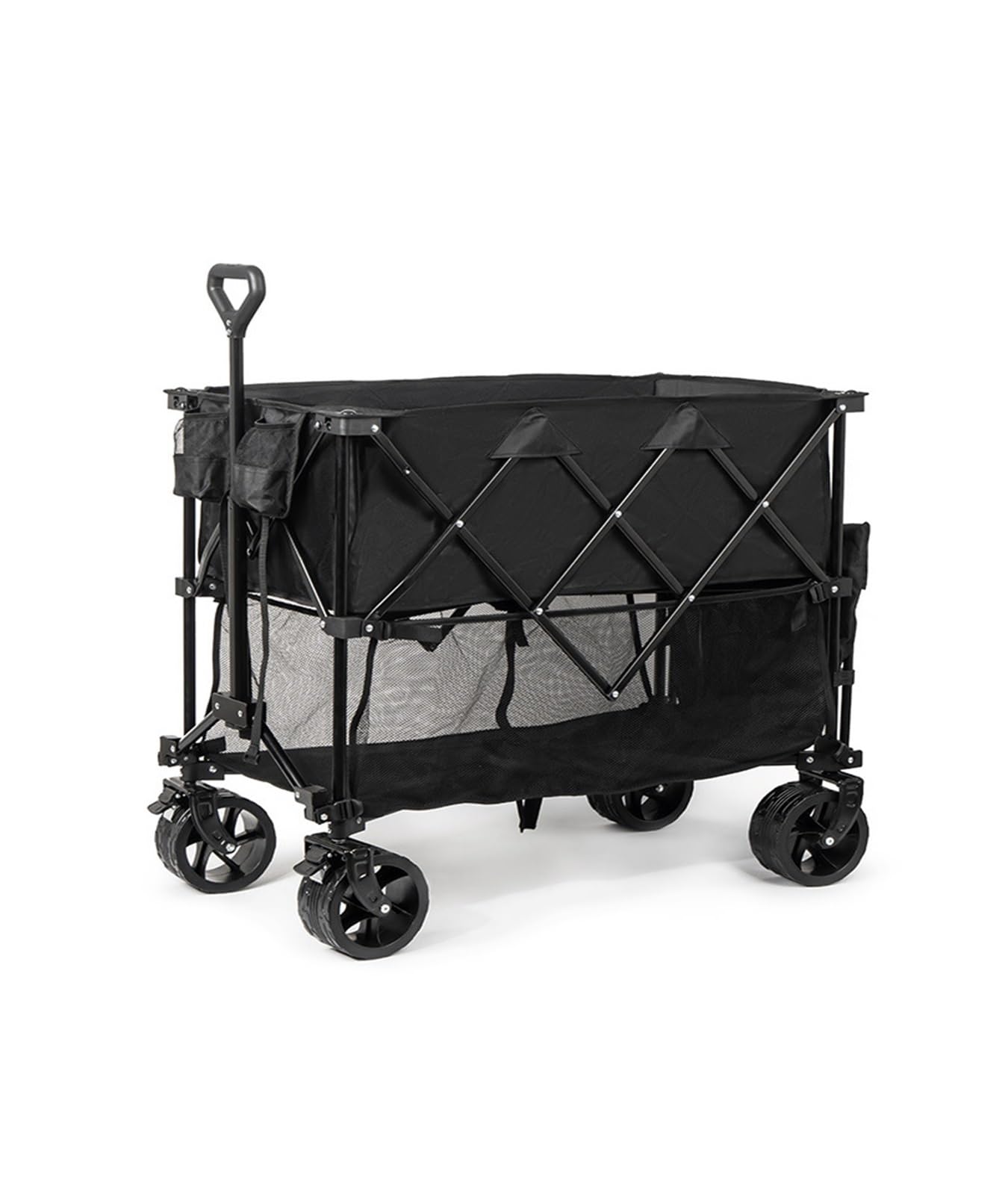 Wagons Carts Foldable, Large Capacity Folding Double Decker Wagon with Brakes Heavy Duty Collapsible Wagons,Collapsible Wagon