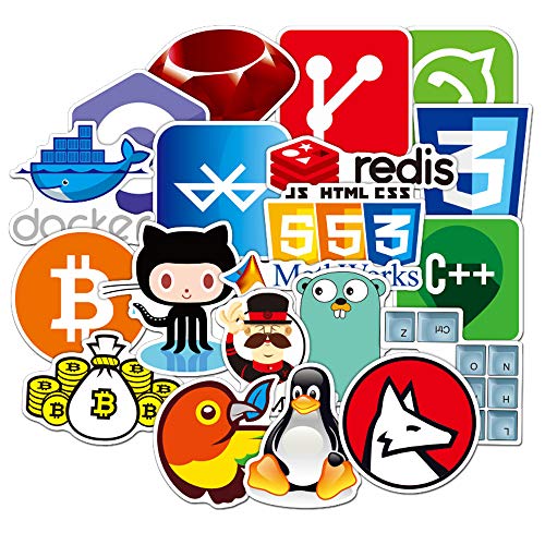 LIN LANG Laptop Stickers for Developer (72PCS)- Programming Stickers of Front-end dev,Back-end Languages