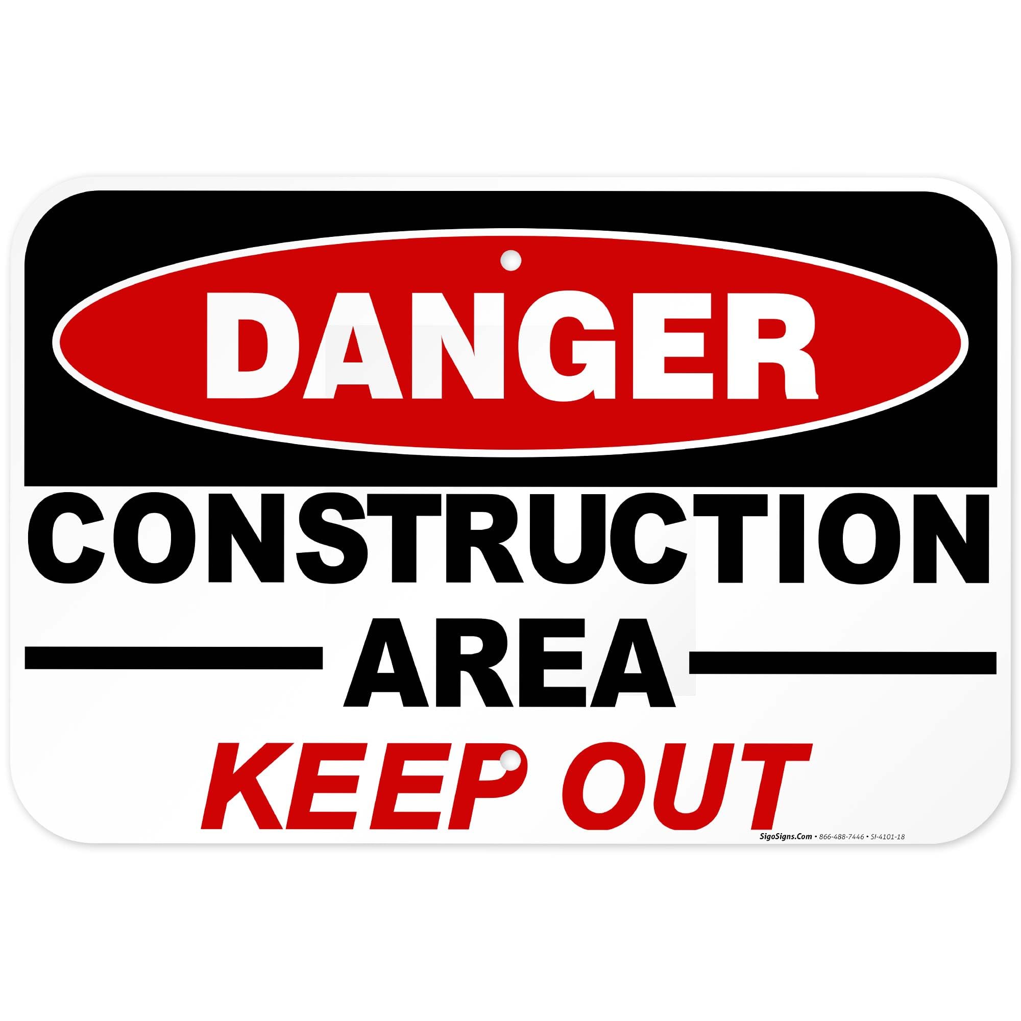 Danger Construction Area Sign, Keep Out